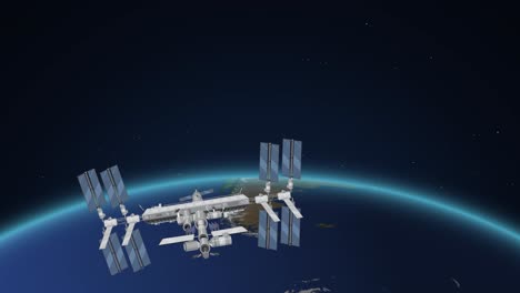 animation of space station orbiting around earth