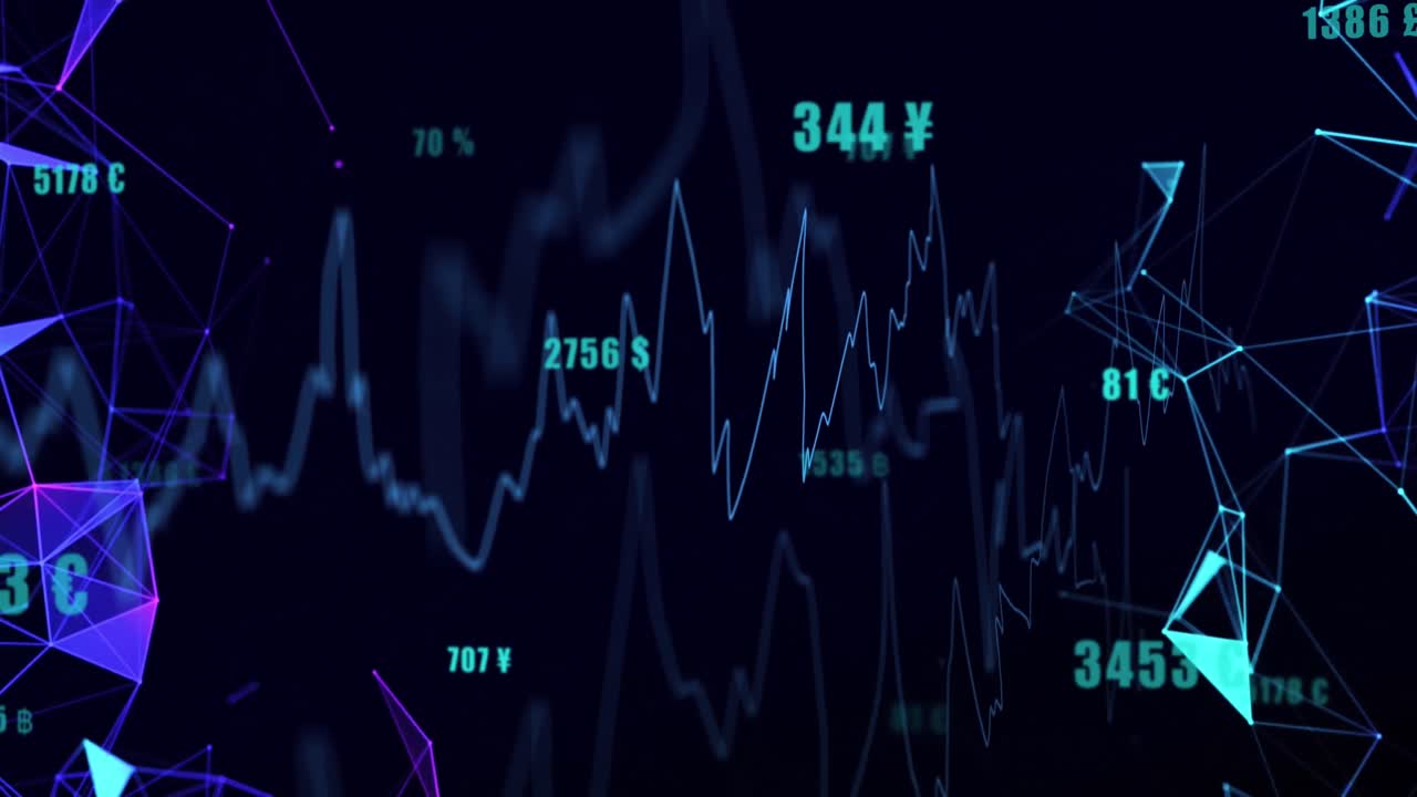 animación del procesamiento de datos financieros con números sobre fondo negro