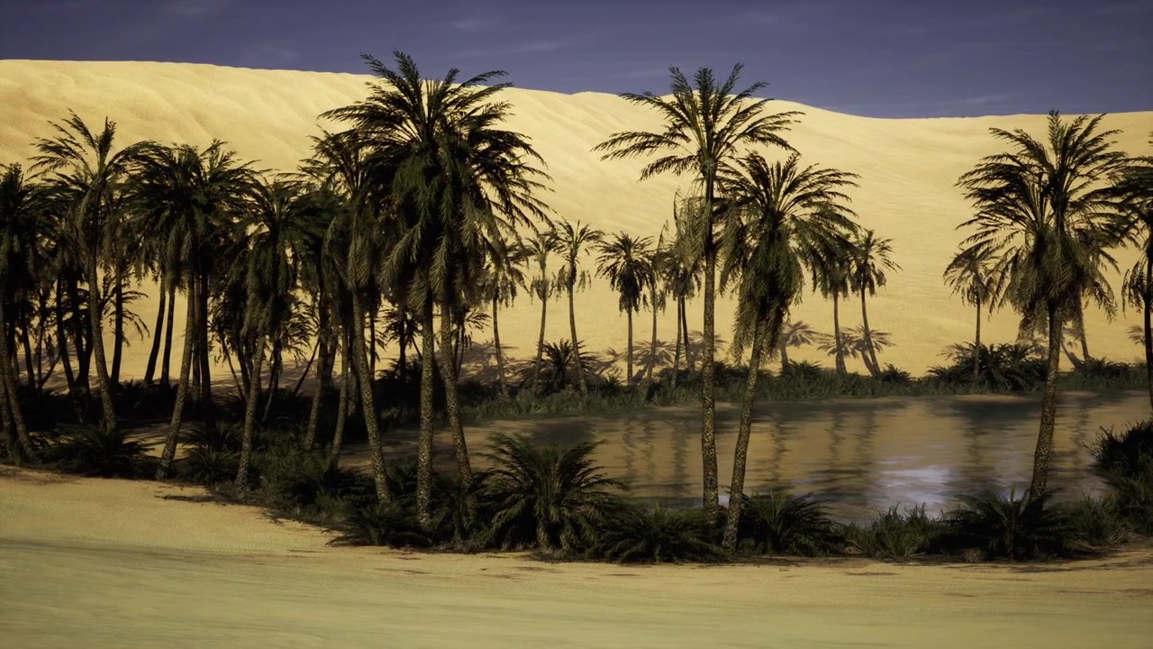 Remote moroccan landscape featuring oasis and towering sand dunes