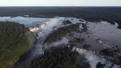 aerial view of extreme iguazu falls waterfall between