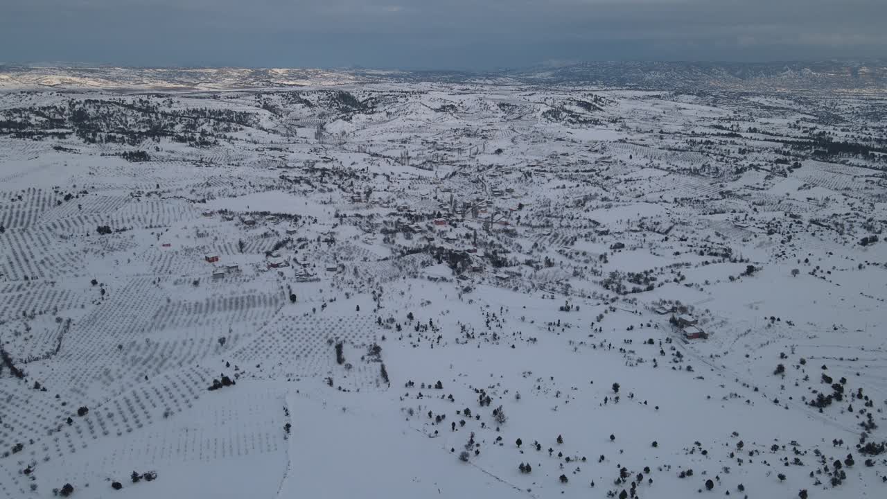 Snowy Rural Aerial View