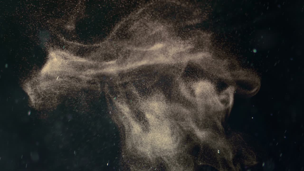 다채로운 반임과 연기 먼지 입자