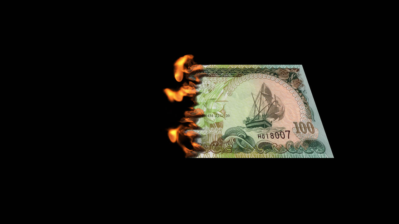 Burning 100 Omani Rial Banknote