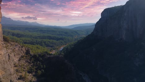 mountain valley sunset view