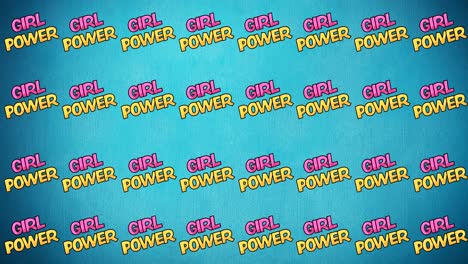 Animation-of-multiple-girl-power-text,-on-blue-background