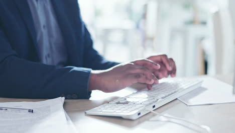 business man, hands and keyboard typing