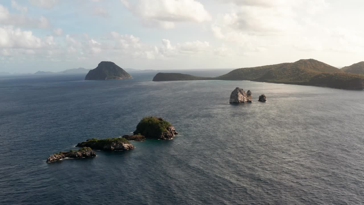 Aerial of Kick 'em Jenny Rock in Grenada