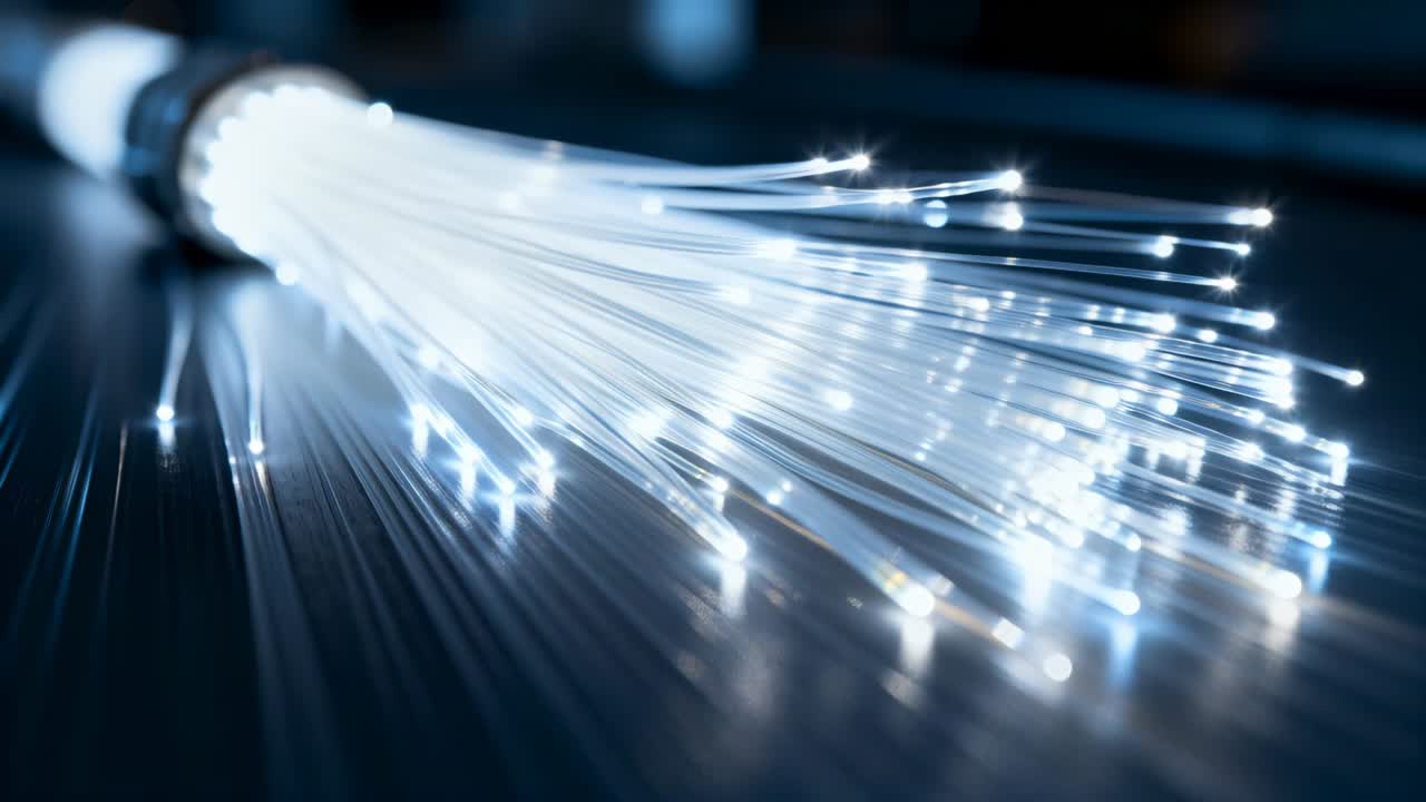 Powering connector and fiber bundle, tips intensifying and casting mirrored streaks on lab bench