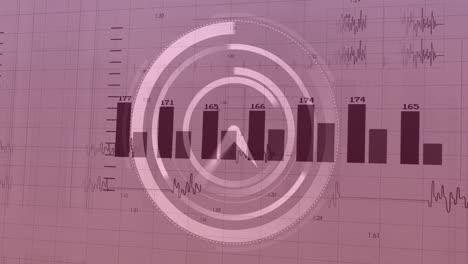 animación del procesamiento de datos financieros sobre un reloj móvil