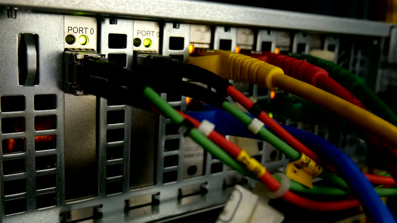 conexión de cable lan de cerca