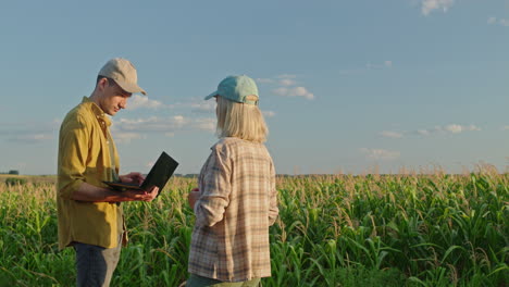 farmers discussing cornfield data