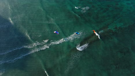 kiteboarding in turquoise water