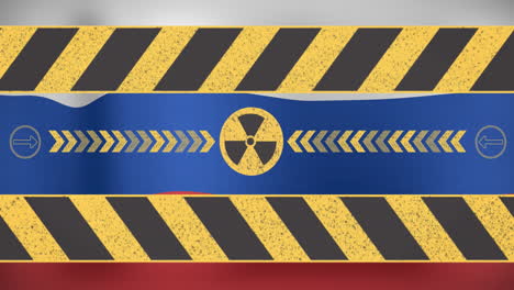 animación del símbolo radiactivo sobre la bandera de rusia