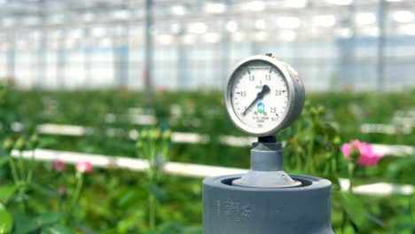 an equipment control unit installed inside a greenhouse shows no activity. 4k.