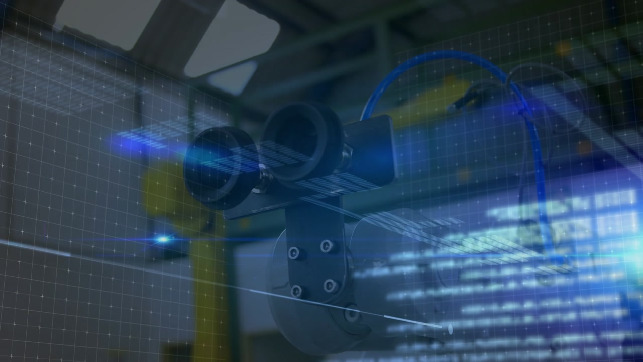 Animazione di elaborazione dati su robot