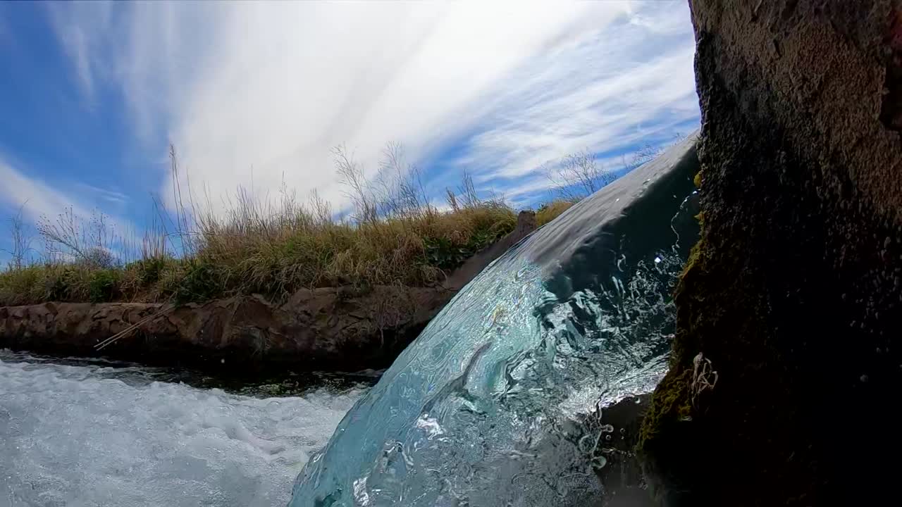 Waterfall series shot on a spring fed canal in western Texas. Series contains mostly slow motion scenes of a small waterfall including spectacular underwater footage with aquatic wildlife