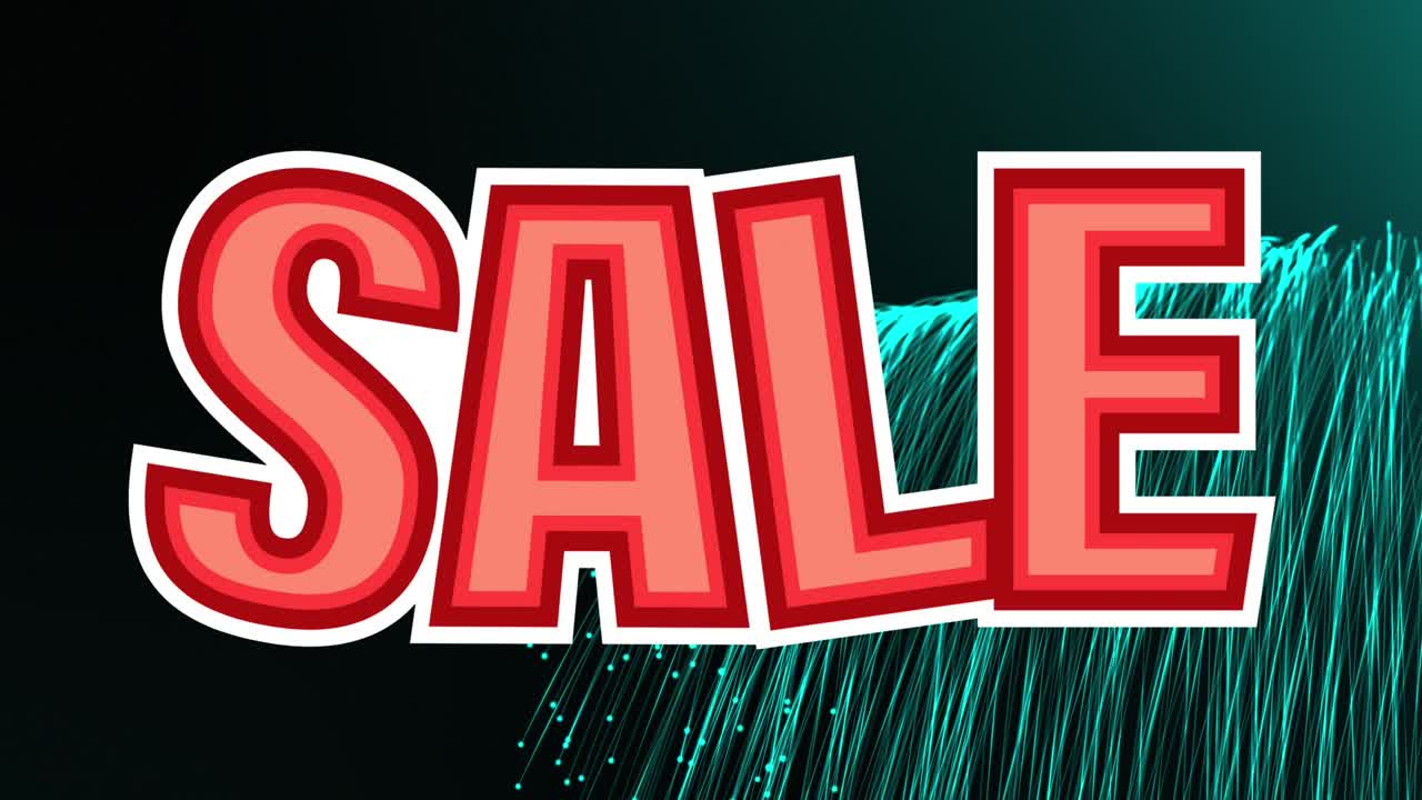 animación de venta sobre fuegos artificiales sobre fondo negro