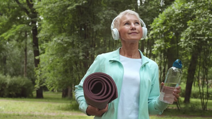 Senior Woman Exercising in a Park