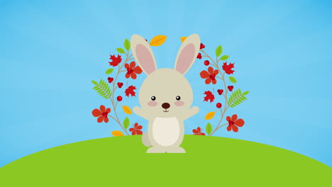 feliz celebración de acción de gracias con el conejo