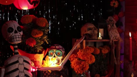 day of the dead offerings on the table, establisher tilt down