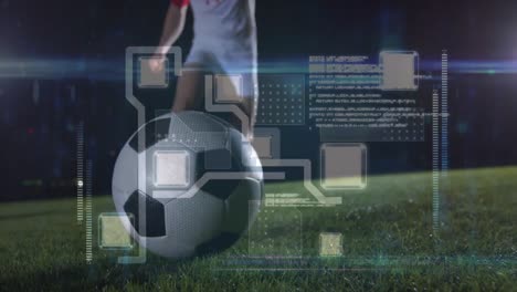 animación del procesamiento de datos sobre el jugador de fútbol
