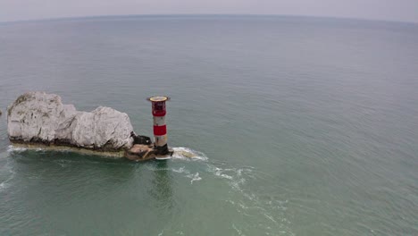 aerial drone flyover sea to needles lighthouse isle of wight