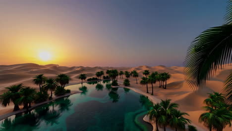 desert oasis at sunrise