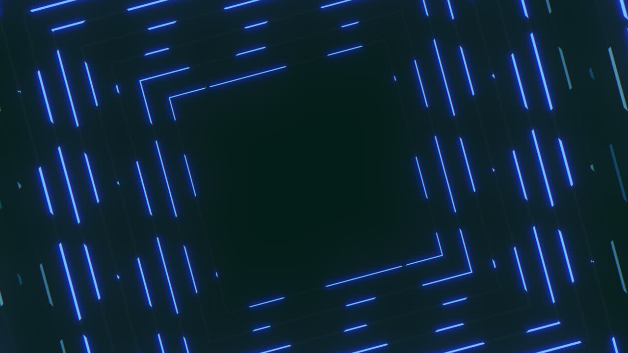 cuadrados y líneas azul neón en estilo vértigo