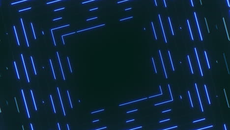 cuadrados y líneas azul neón en estilo vértigo