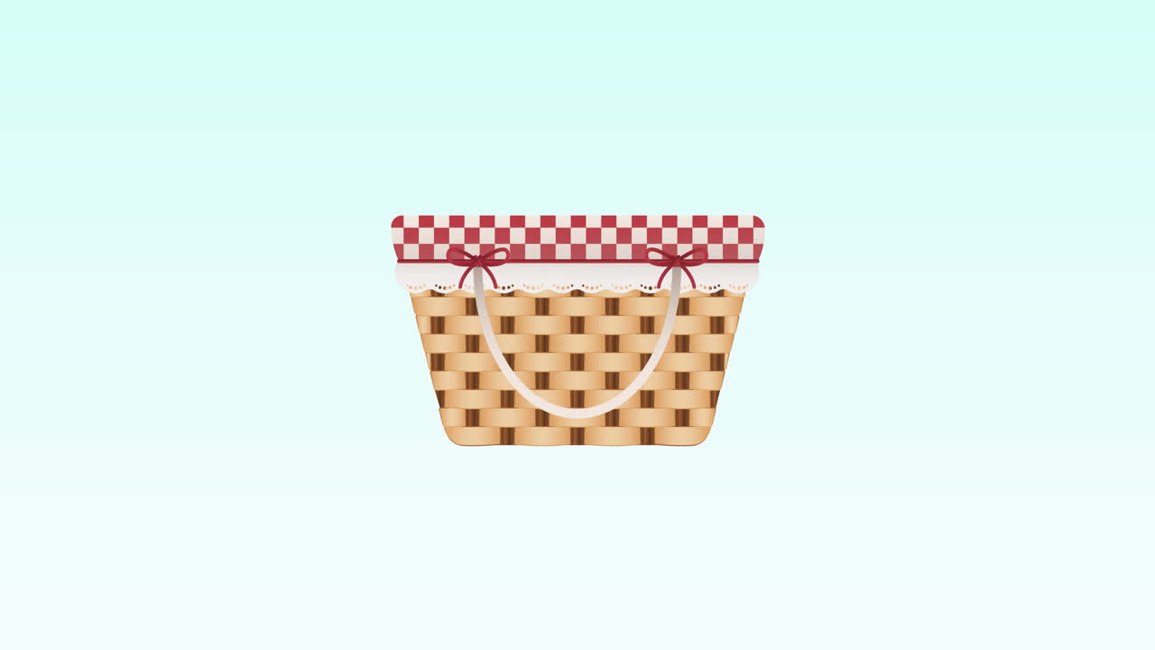 animación del icono de la canasta de picnic sobre un fondo azul