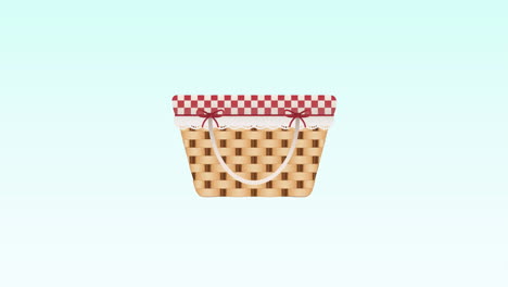 animation of picnic basket icon on blue background