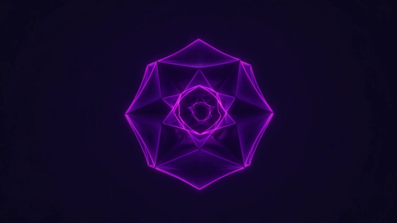Forme geometriche astratte viola luminose che formano un tunnel ricorsivo