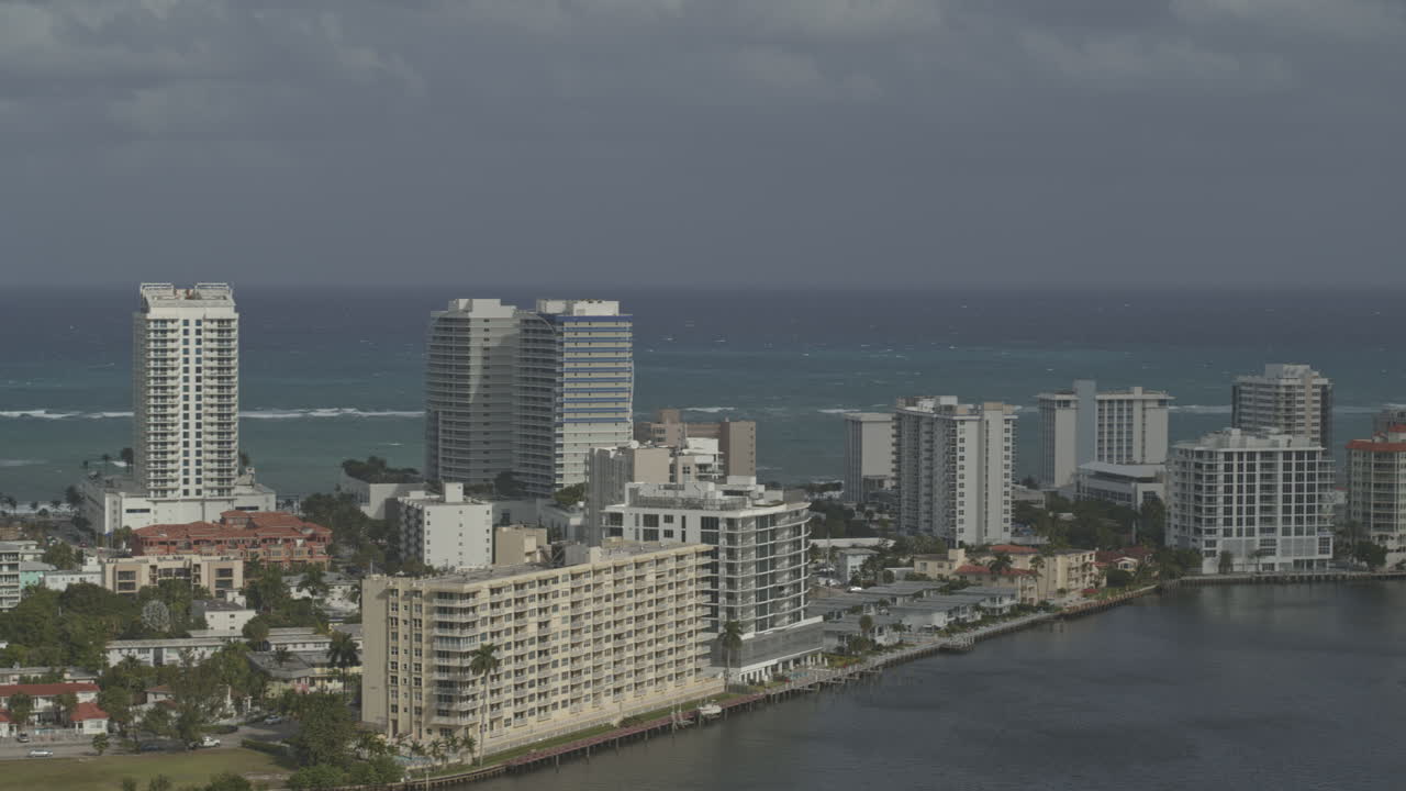 Fort Lauderdale Florida Aerial v17 left to right pan shot of the buildings at the Central Beach - DJI Inspire 2, X7, 6k - March 2020