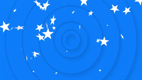 animación de estrellas blancas sobre círculos sobre fondo azul