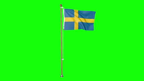 green screen sweden flag with flagpole