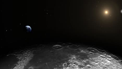 4k planet earth with moon foreground