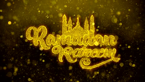 ramadan kareem wish text on golden glitter shine particles animation