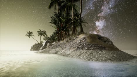 beautiful fantasy tropical beach with milky way star in night skies