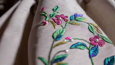 detailed fabric with floral embroidery