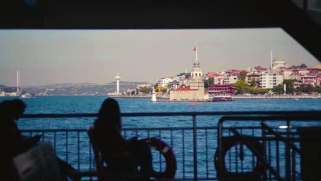 view from the ferry crossing the bosphorus from the asian side at the european side of istanbul, turkey