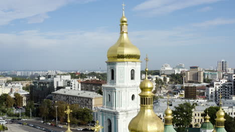 ornate towers of saint sophia cathedral in kiev, ukraine