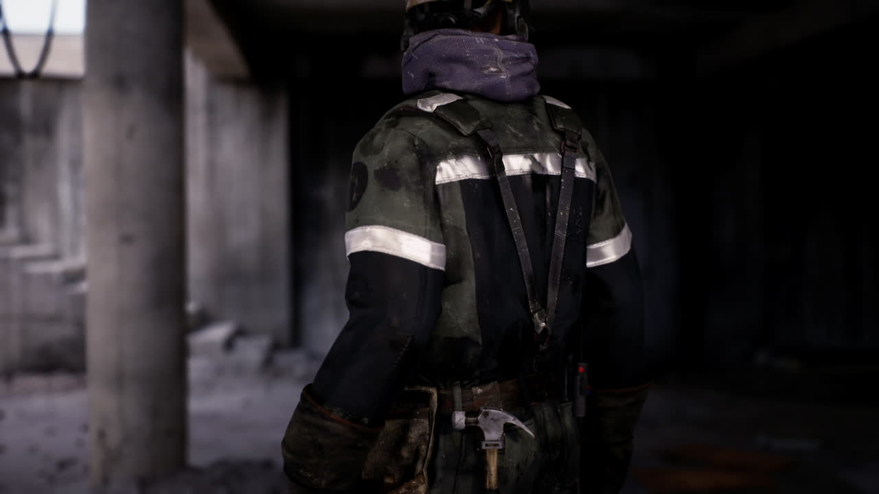 Worker in protective clothing at a construction site during daytime