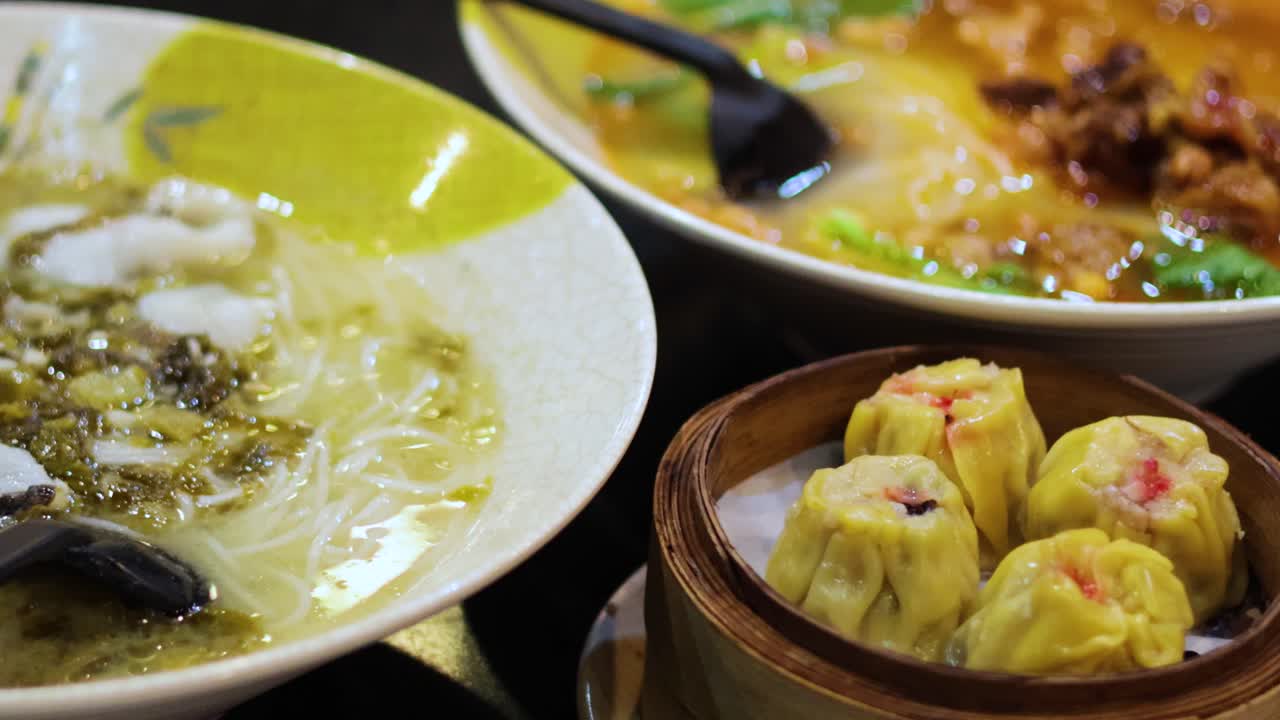 Noodles and dumplings served in Melbourne restaurant