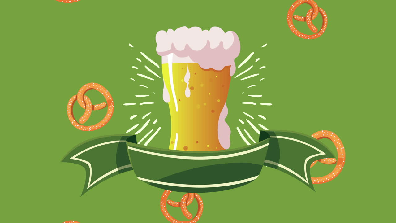 vaso de bebida de cerveza con animación de espuma