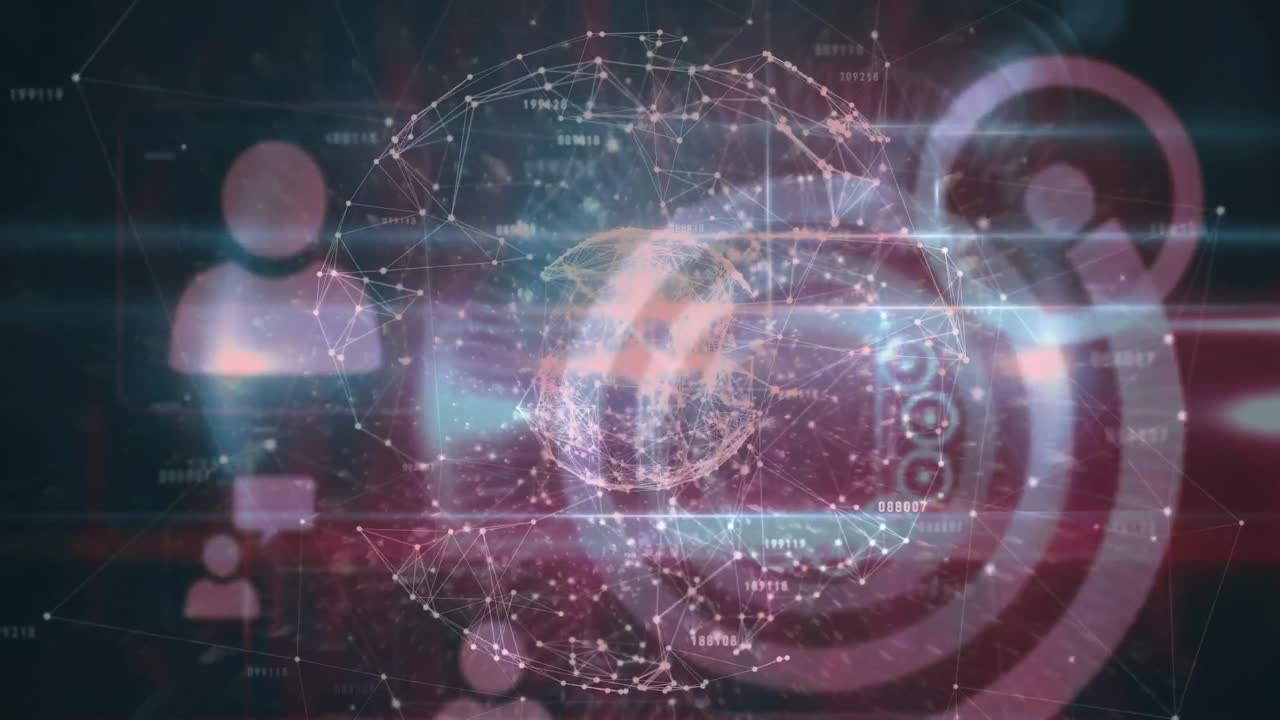 검은색 배경에 데이터 처리를 통해 연결의 글로브의 애니메이션