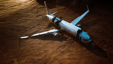 avión aplastado abandonado en el desierto