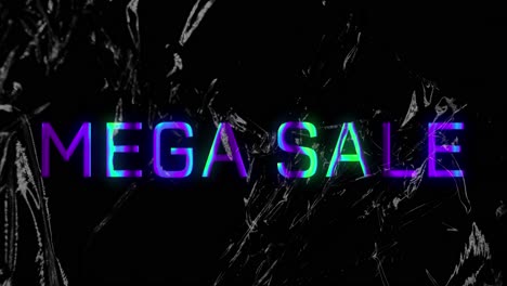 Animation-of-mega-sale-text-over-white-abstract-pattern-over-black-background