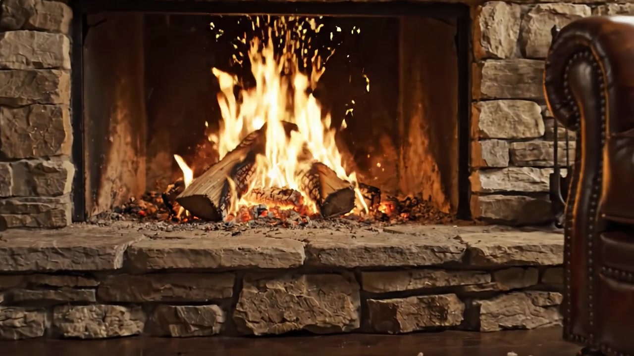 Una chimenea acogedora con un fuego cálido y crepitante: Un santuario perfecto para la relajación y el confort en casa.