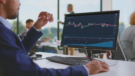 profesionales de las empresas que analizan los datos del mercado de valores