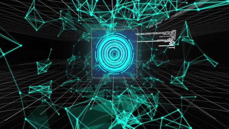 Animation of network of connections and data processing
